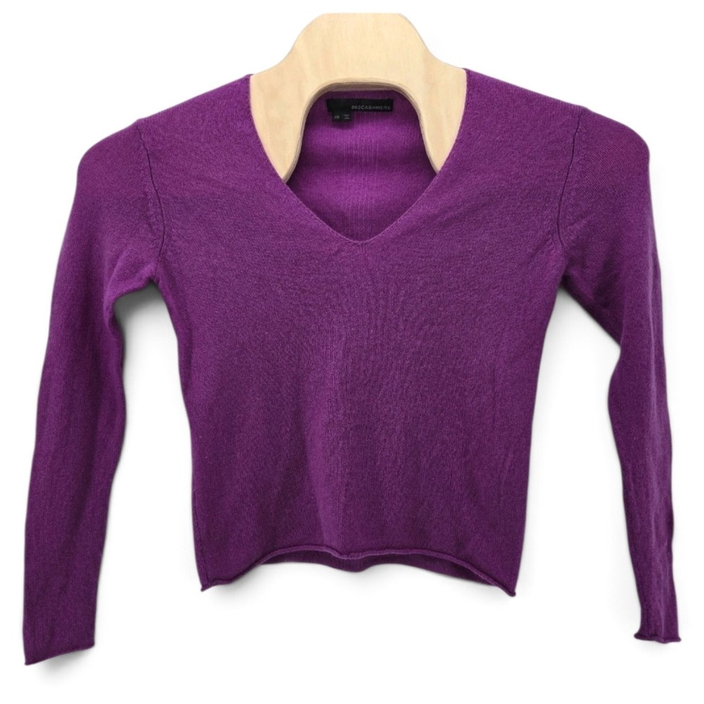 360 Cashmere Swester 100% Cashmere Pink V Neck Long Sleeve Womens XS Luxury Soft